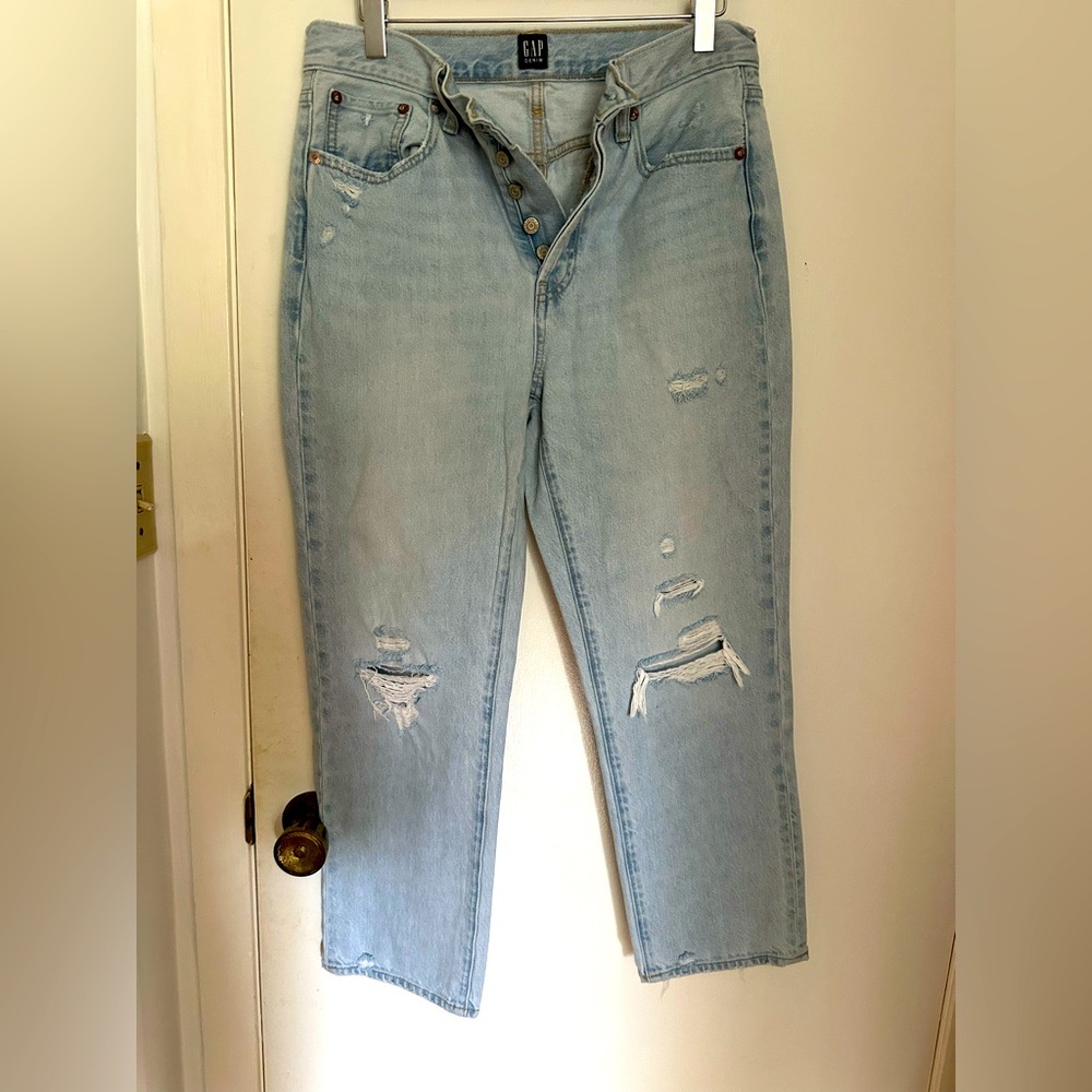 GAP Light Blue Distressed Boyfriend Jeans